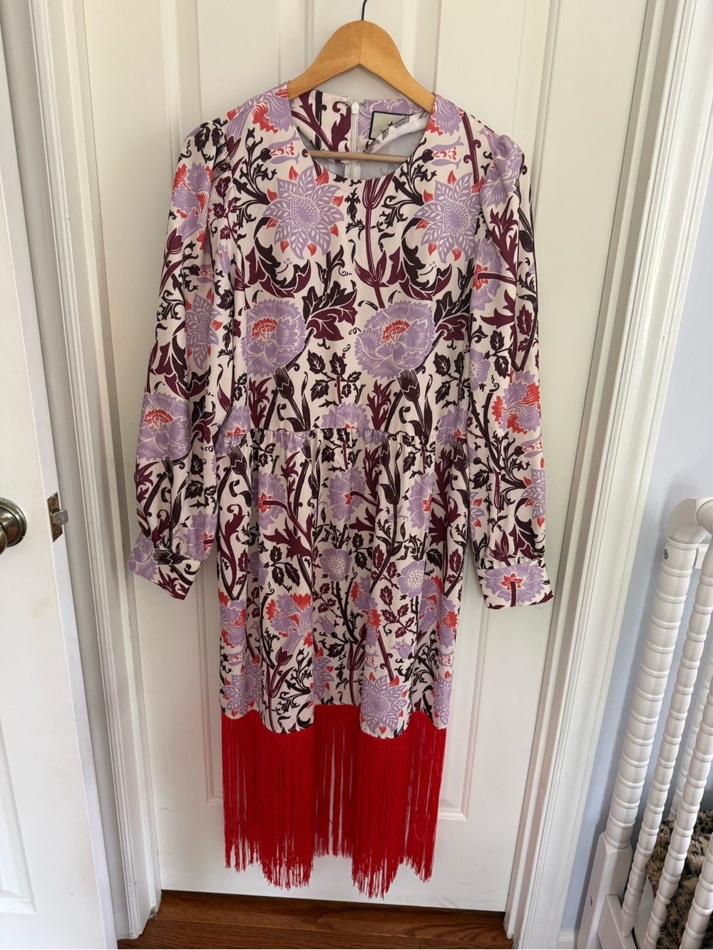 Tuckernuck Floral Fringe Dress in Lavender, Burgundy & Red